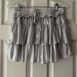 Gray Tiered Mini Skort with Tie Front